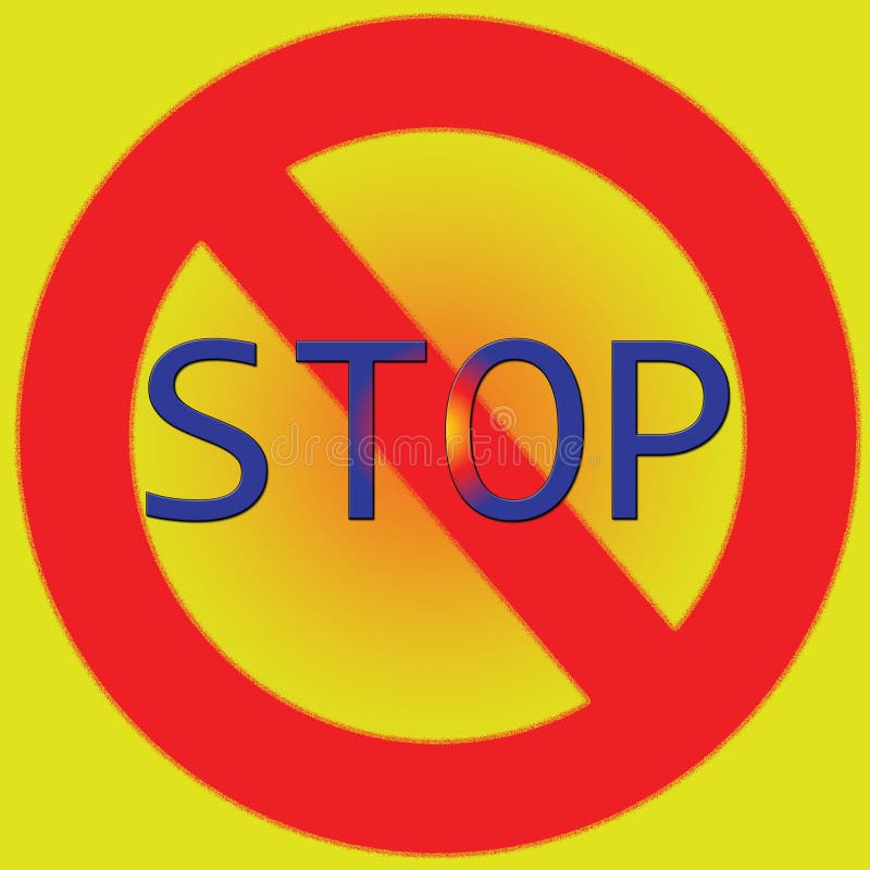 Stop poster bright red and yellow illustration