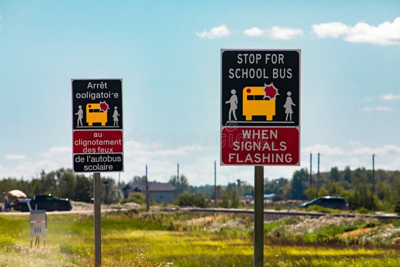 Stop for school bus road warning sign royalty free stock images Stop for school bus road warning sign royalty free stock images