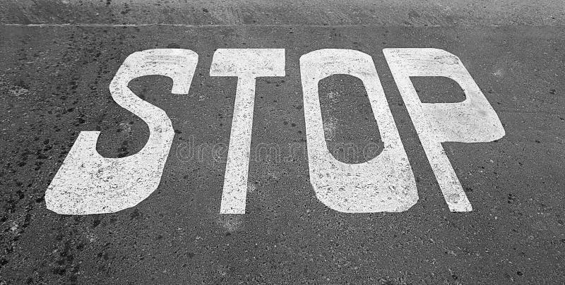 Stop sign on asphalt