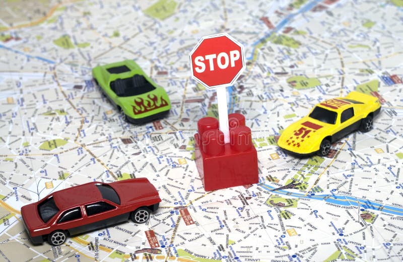 Stop sign on map royalty free stock image