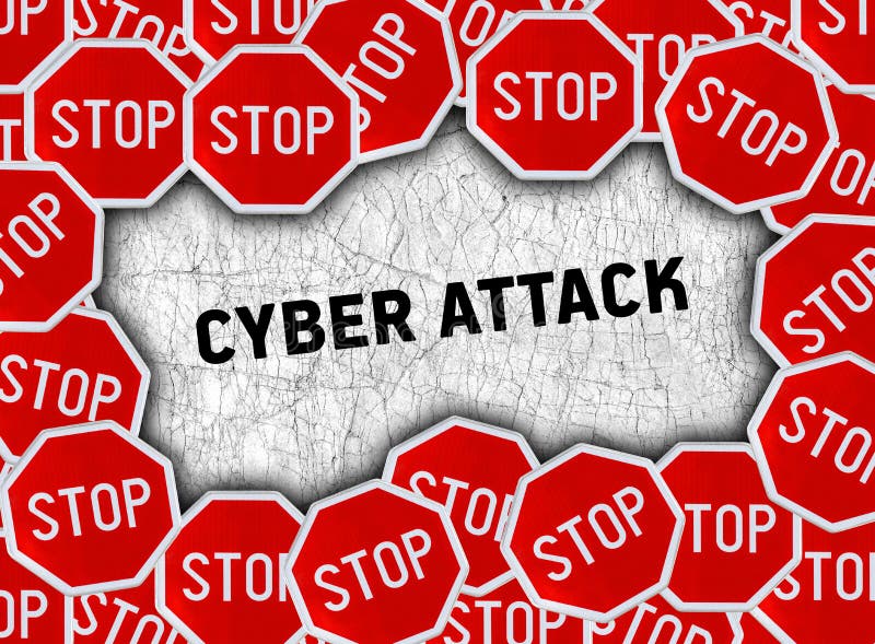 Stop sign and word cyber attack stock illustration Stop sign and word cyber attack stock illustration