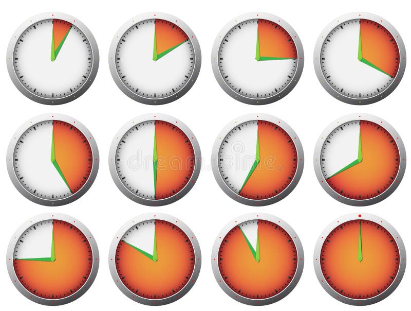 Timer clock with 5 minutes intervals marked with color. Timer clock with 5 minutes intervals marked with color