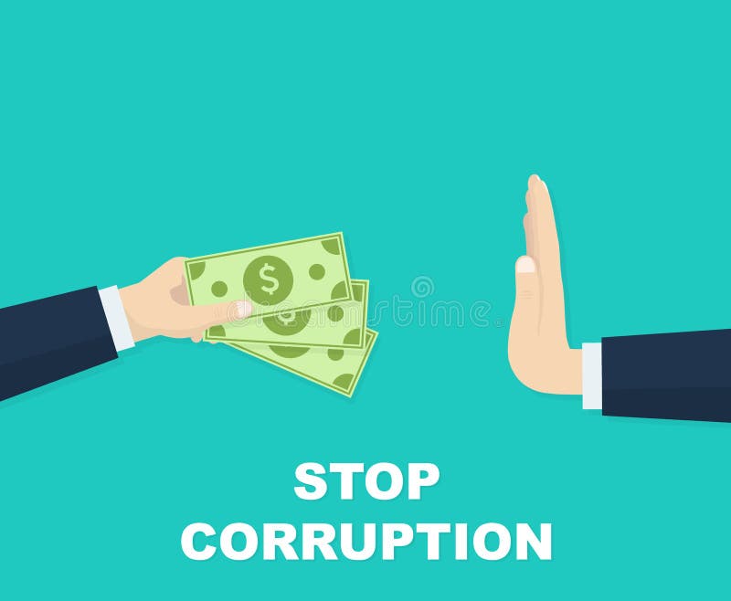 Stoppa korruption Begreppsaffärsmanhand som vägrar korruptionpengar också vektor för coreldrawillustration vektor illustrationer