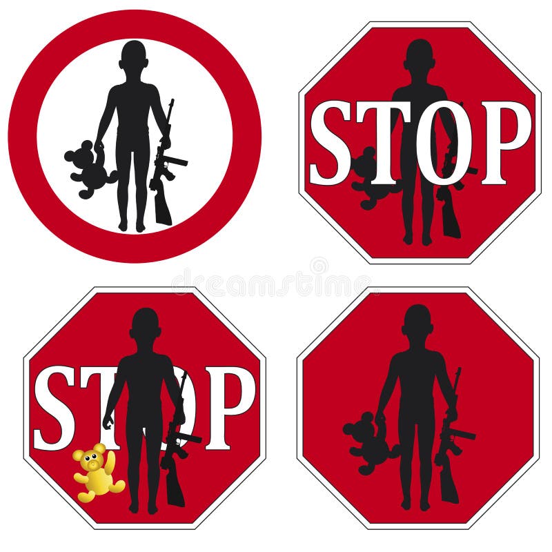 Stoppen Sie den Gebrauch des Kindersoldaten lizenzfreie abbildung Stoppen Sie den Gebrauch des Kindersoldaten lizenzfreie abbildung