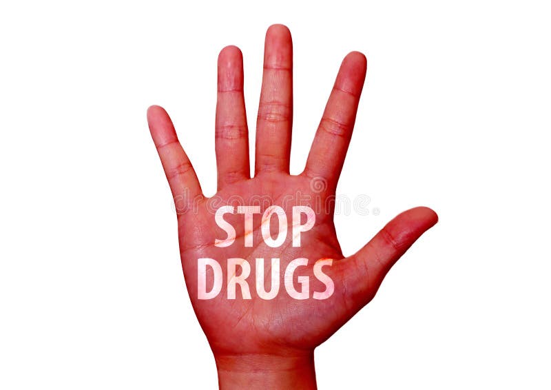 Stoppen Sie die Drogen, die auf eine Hand geschrieben werden stockfoto Stoppen Sie die Drogen, die auf eine Hand geschrieben werden stockfoto