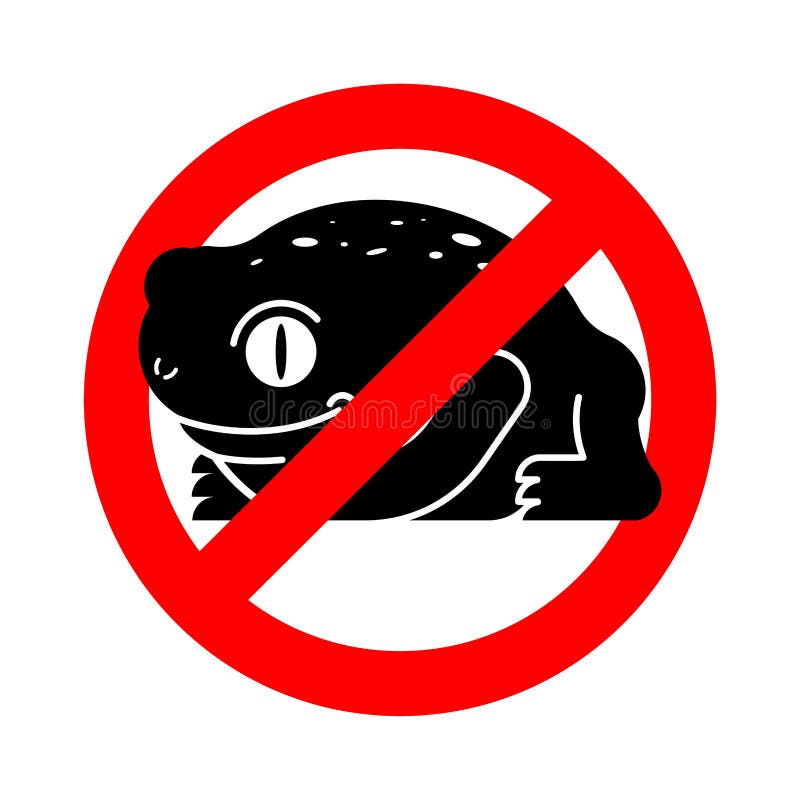Stoppen Sie Frosch Verbotenes rotes Verkehrsschild Verbot-Kröte Kein Vektor illustra