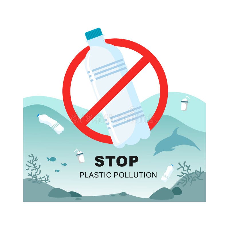 Stoppen Sie Plastikverschmutzung Plastikflasche Mit Einem Zeichen Des