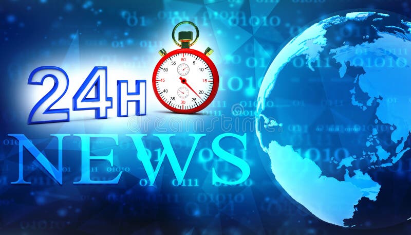 Stoppuhr mit 24h Text, dieses ist ein 3d übertragenes computererzeugtes Bild lizenzfreie abbildung