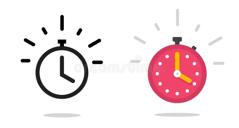 Stoppuhr Symbol Vektorlinie Umriss Grafik Set flacher Chronometer Timer Stoppuhr Piktogramm einfaches Countdown Symbol lizenzfreie abbildung