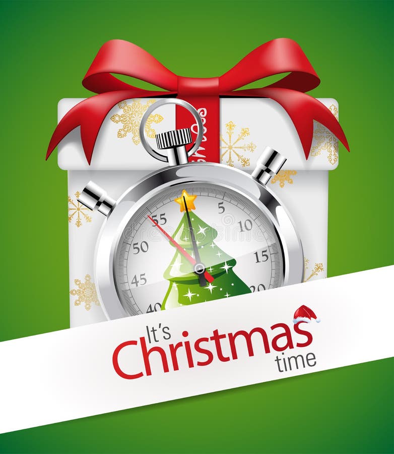 3d Santa with a stopwatch stock illustration. Illustration of winter