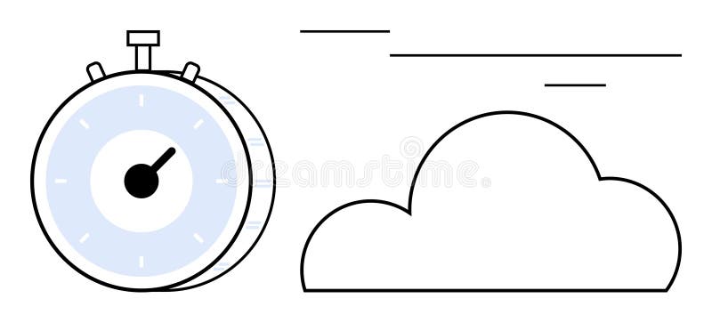 Stopwatch and Cloud Representing Speed, Time Management, and Efficiency stock illustration