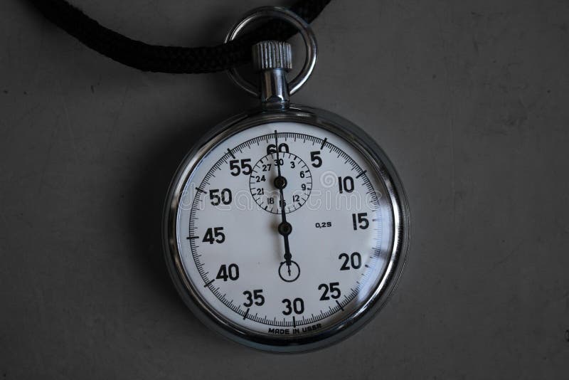 Old Stopwatch Isolated On Black Background Top View Stock Image Image of accuracy, closeup