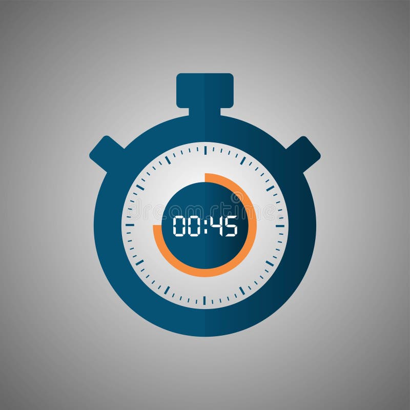 Stopwatch Icon in Flat Style 45 Seconds Stock Illustration
