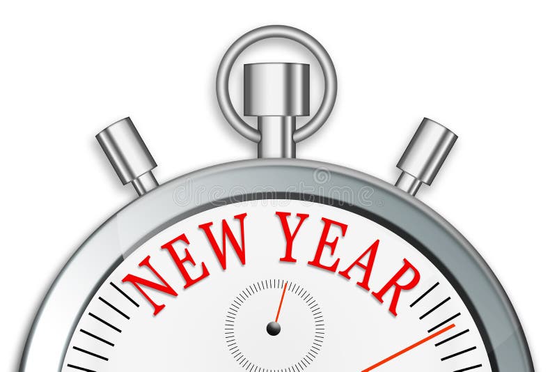 Stopwatch with New Year Word Isolated Stock Illustration Illustration
