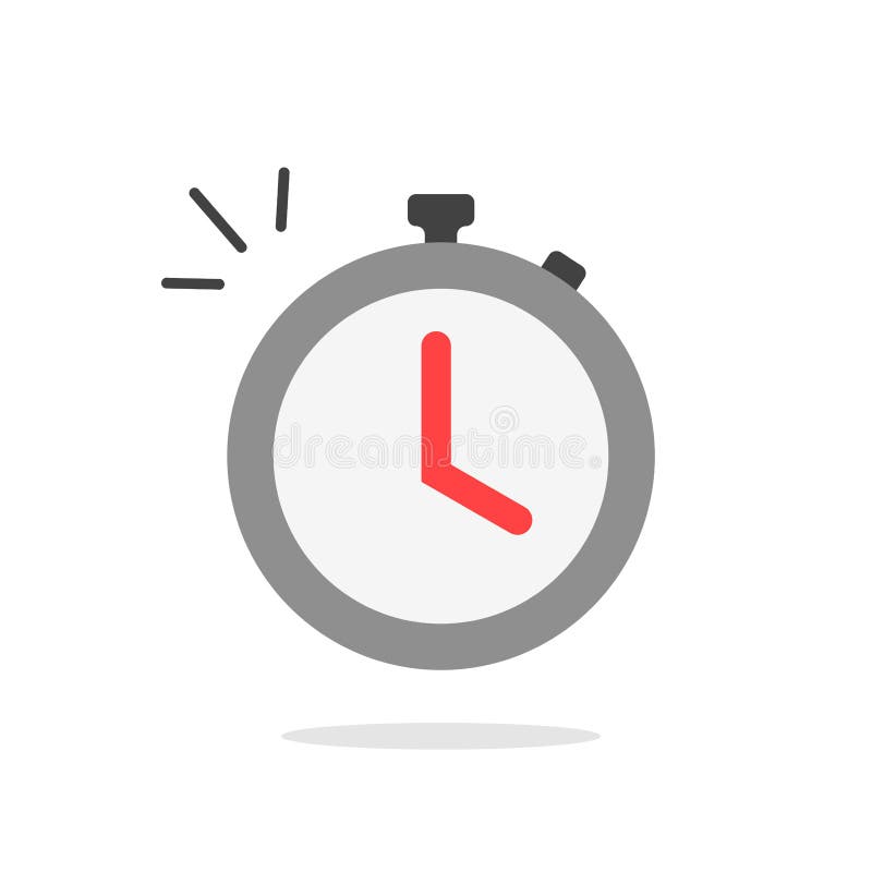 Stopwatch oder Timer mit schnellem Zeigerzähler, flachen Karikaturenfarbenchronometerzeichen oder Piktogramm isoliert lizenzfreie abbildung