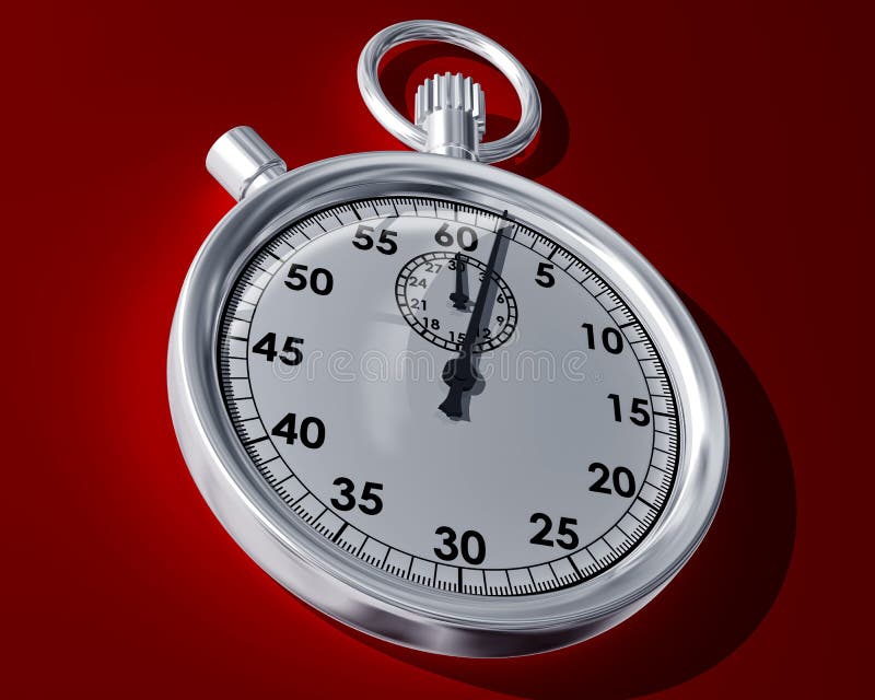 Stopwatch on a Red Background Stock Illustration Illustration of