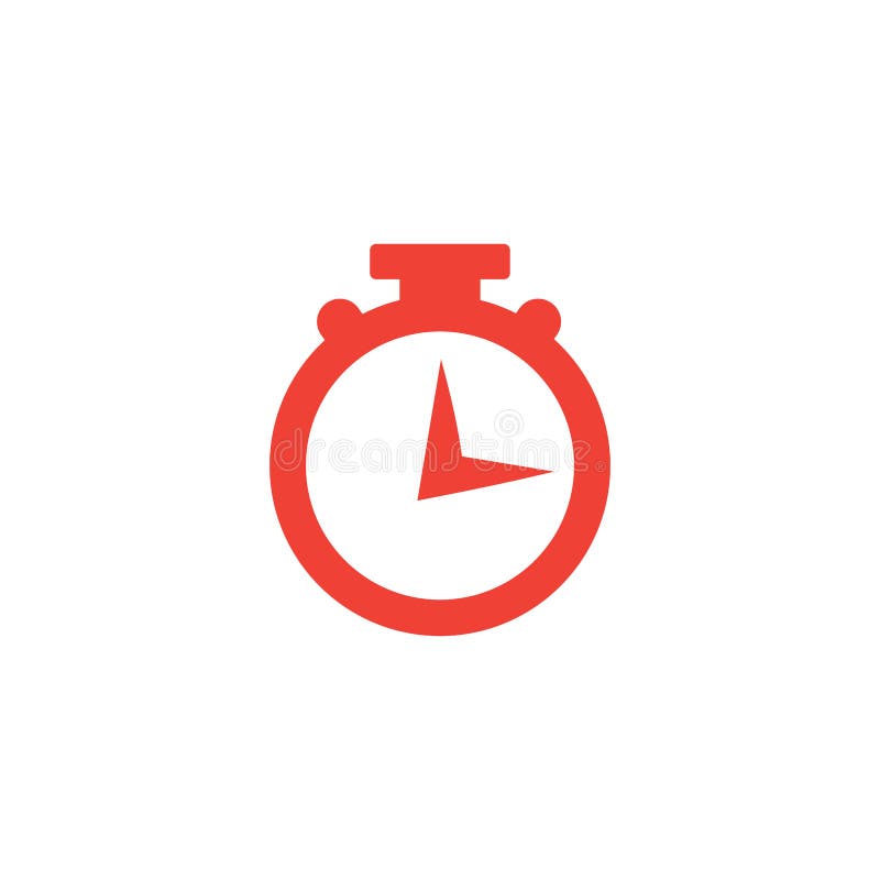 Stopwatch Red Icon on White Background. Red Flat Style Vector