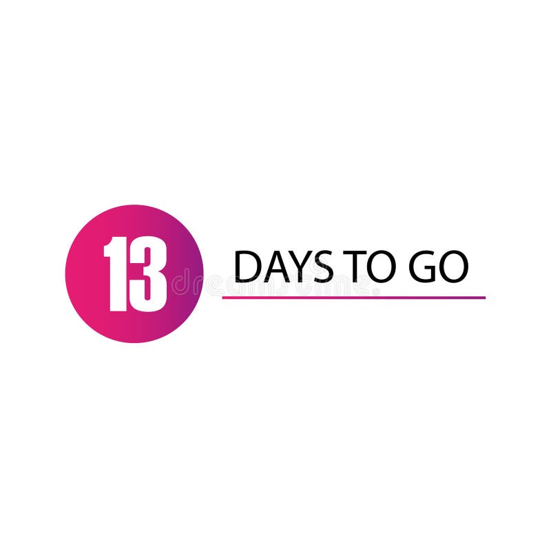 Stopwatch thirteen 13. Countdown Vector timer. Thirteen 13 days. Red promotional announcement. royalty free illustration