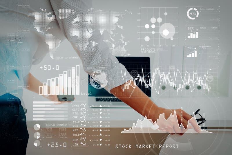 Stor dataanalytics med begrepp för affärsintelligens (BI) Busin arkivbilder