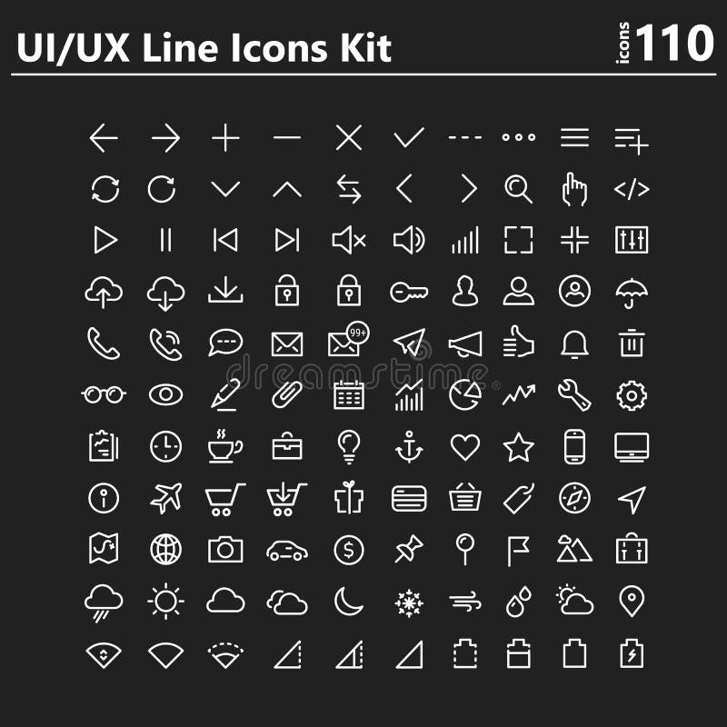 Stor djärv linje symbolssats för UI och UX