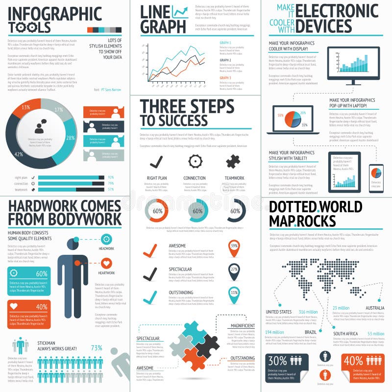 Stor färgrik uppsättning av infographic affärsbeståndsdelar i vektorformat vektor illustrationer Stor färgrik uppsättning av infographic affärsbeståndsdelar i vektorformat vektor illustrationer