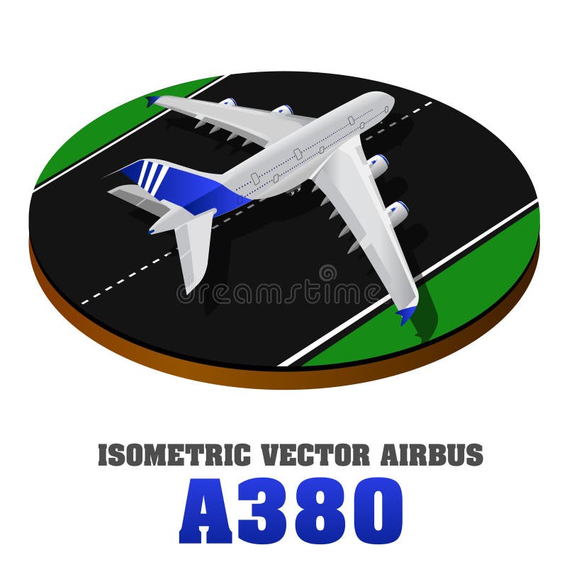 A380 stor isometrisk illustration för passagerareflygplan 3d Plan högkvalitativ transport Medel planlade att bära nummer av PA royaltyfri illustrationer