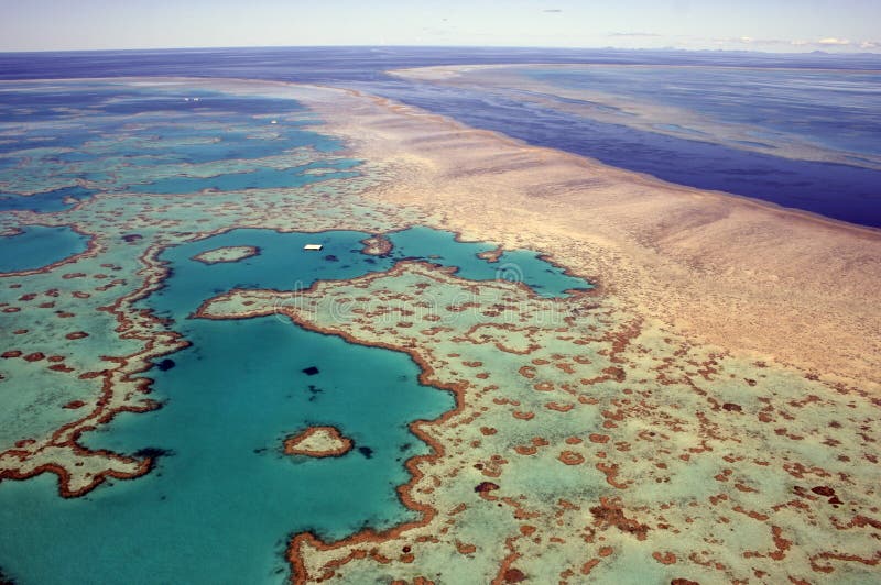 Aerial view of Heart Reef in the Great Barrier Reef, far north Queensland, Australia. Aerial view of Heart Reef in the Great Barrier Reef, far north Queensland, Australia