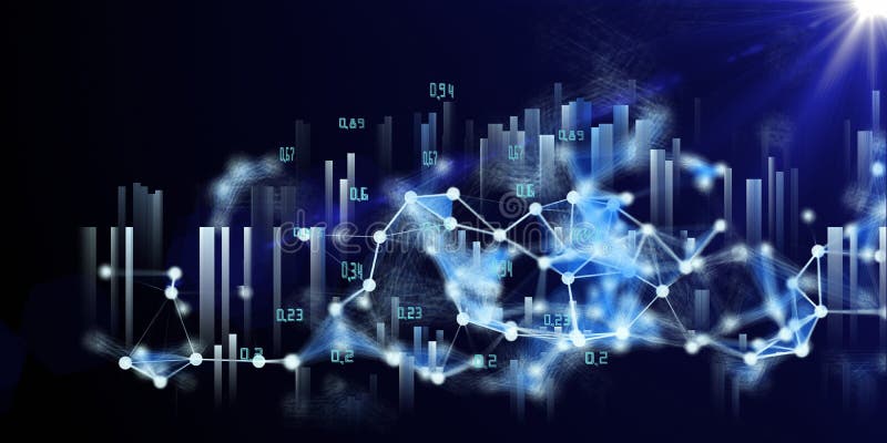 Stora data. abstrakt bakgrund för polygonkonceptanalys. visualisering av företag och vetenskap inom artificiell intelligens stock illustrationer
