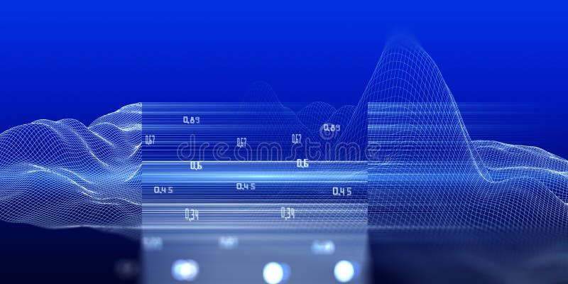 Stora data. abstrakt bakgrund med trådramsalgoritmanalys av data och oskarpa linjer. kvantkryptografikoncept. analys vektor illustrationer