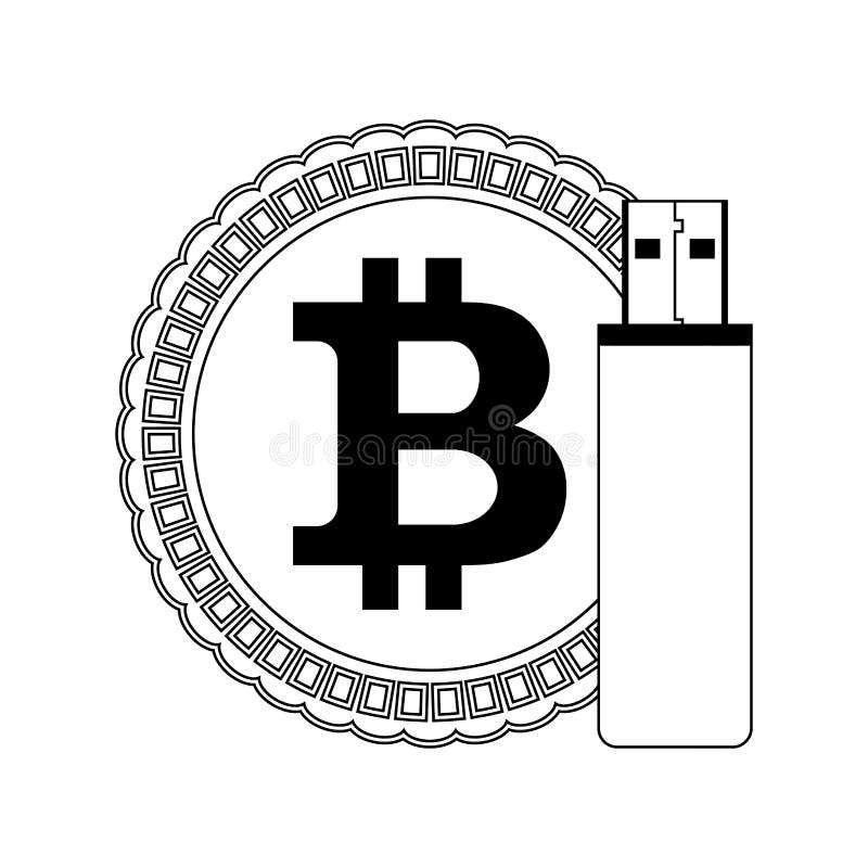 Stil linie bitcoin de stocare stock illustration