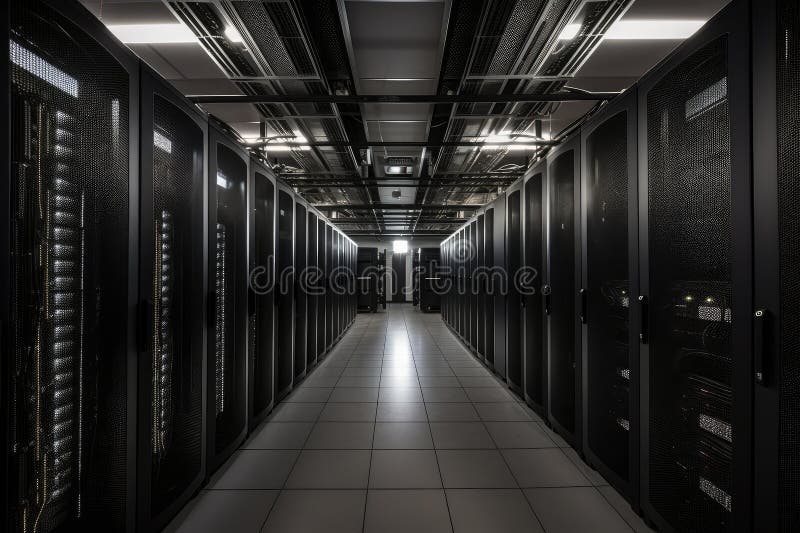 Storage Data Center, Featuring Racks of Servers and High Performance