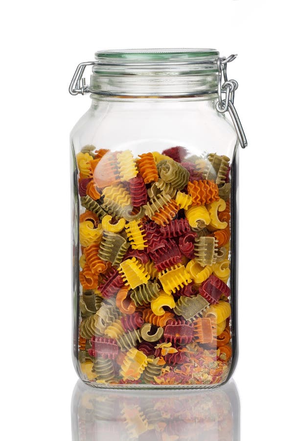Storage Jar with Colorful Pasta Noodles Stock Image Image of italian