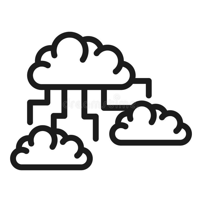 Storage memory cloud icon outline vector. Data server stock illustration