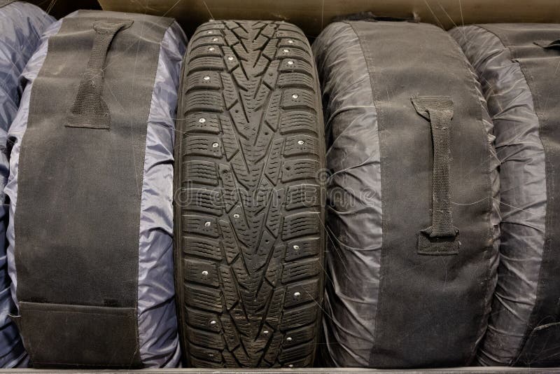 Storage of Old Winter Tires in Specialized Covers Stock Photo Image of retention, stability