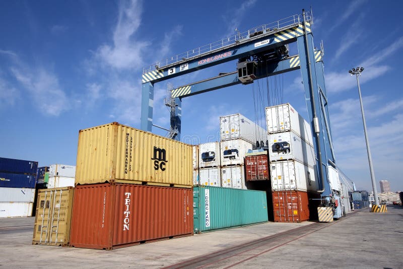 Storage of Standard Containers in Port. Editorial Photography Image