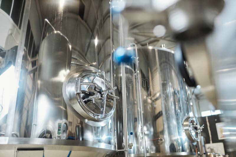 Storage Tanks and Equipment at Chemical Factory Stock Photo