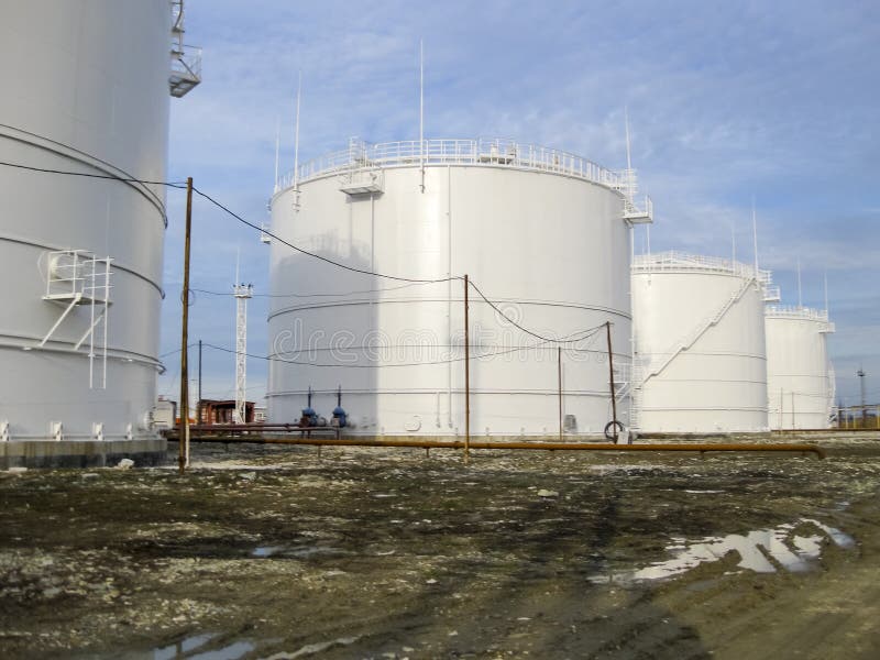 Storage Tanks for Petroleum Products Stock Photo Image of light