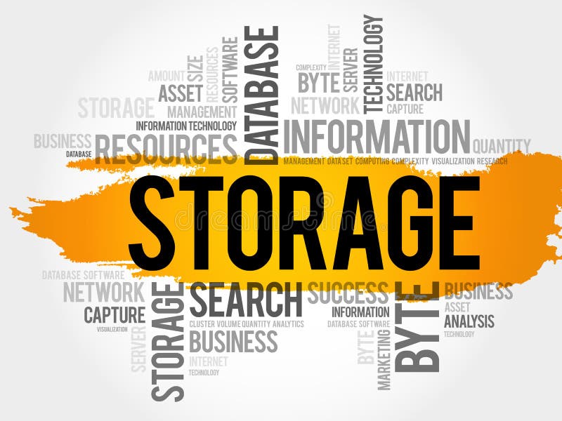 STORAGE the Word on Wooden Cubes. Background is a Business Diagram. Business and Finance Concept