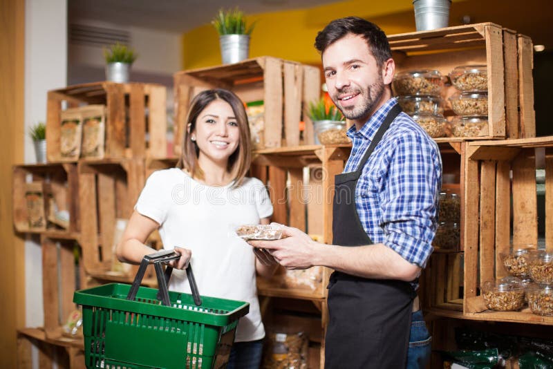 Store clerk helping a customer