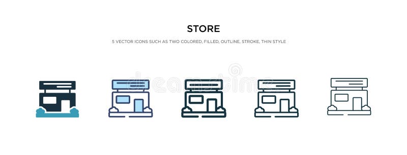 Store icon in different style vector illustration. two colored and black store vector icons designed in filled, outline, line and vector illustration Store icon in different style vector illustration. two colored and black store vector icons designed in filled, outline, line and vector illustration