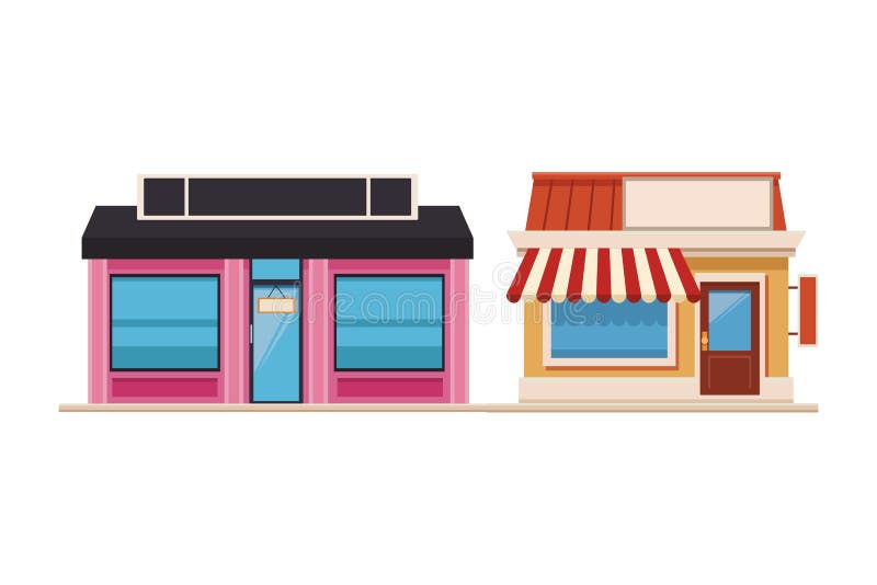 Stores Shopping Front Cartoon Stock Vector Illustration of sale