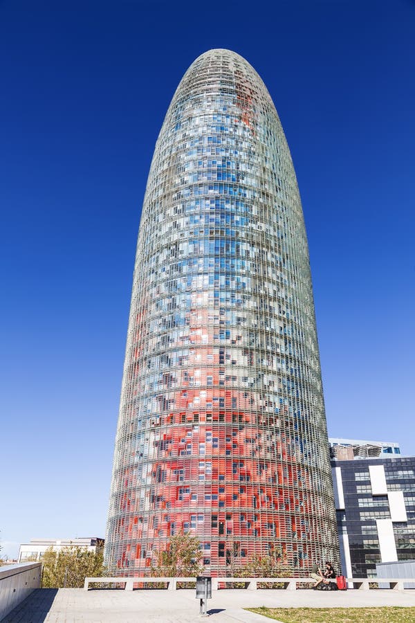 38-storey Torre Agbar in the capital of Catalonia, Barcelona, Spain