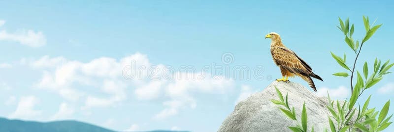 Storhertigdömet bertaintop majestät en stor guldörn som genomgick ett berg som symboliserar en trygg vision om frihet stock illustrationer