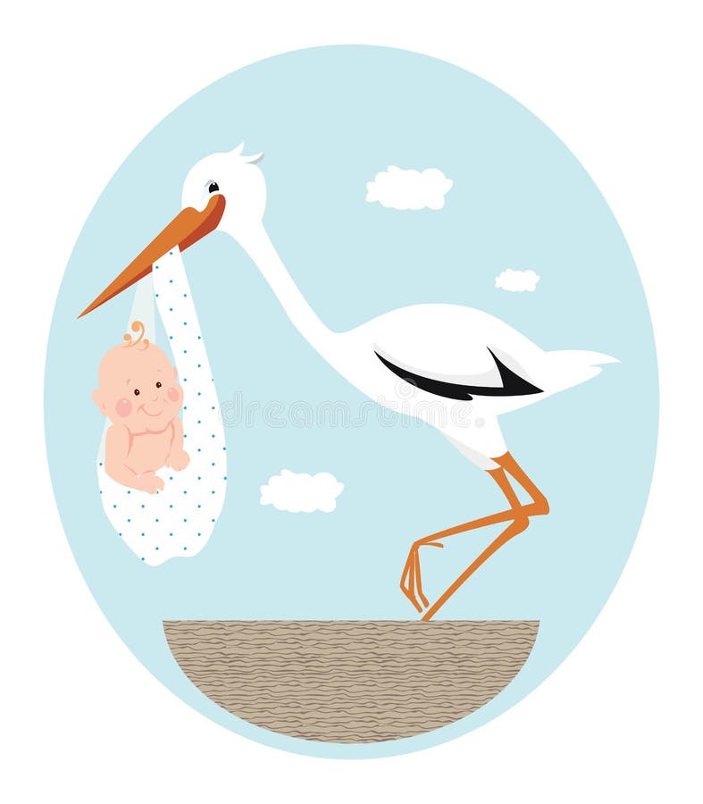 Stork and baby