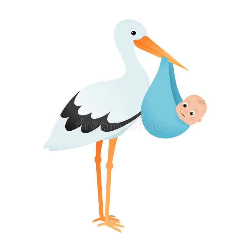 Stork with baby boy stock vector. Illustration of child 188395441