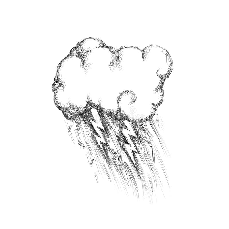 Storm cloud with rain stock illustration. Illustration of thunderstorm ...