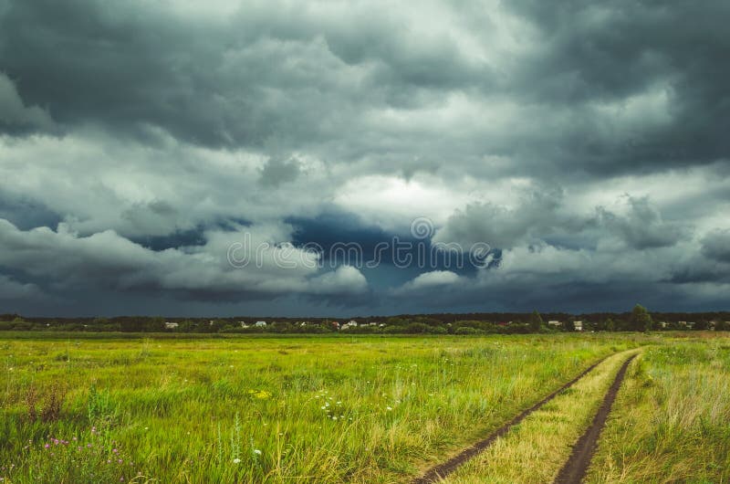 Storm Clouds Over The Field Stock Image Image Of Rural Light 96189447