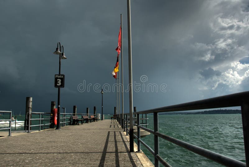 Storm clouds over lake