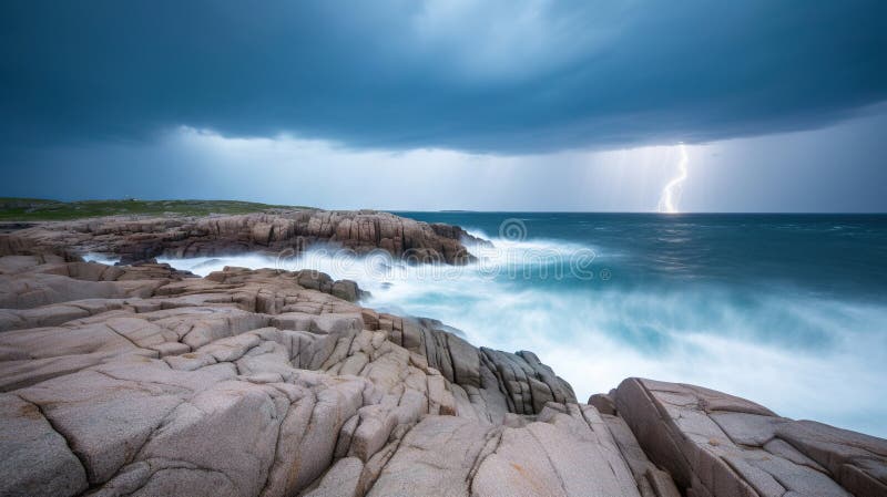 Lightning striking the ocean