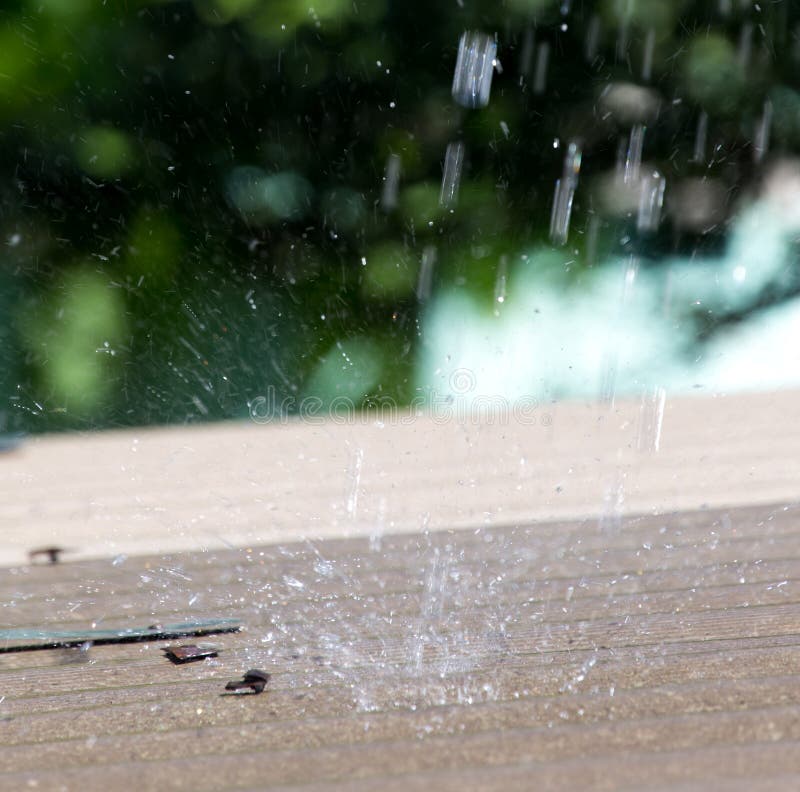 Storm rain on the roof of the house